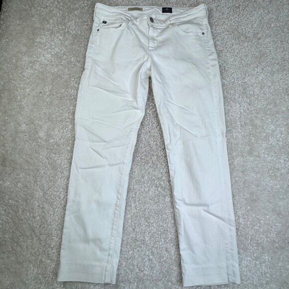AG Adriano Goldschmied The Stevie Crop Ankle Jean Slim Straight White - Picture 1 of 10